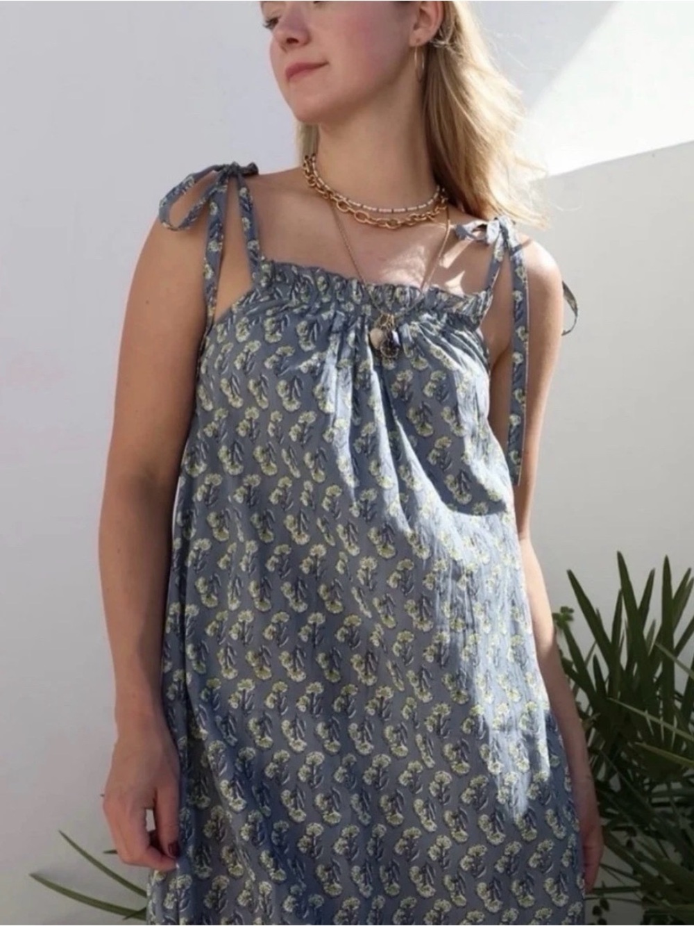 Ex Voto Vintage Iris Sundress in Blue Floral M/L - Picture 2 of 12